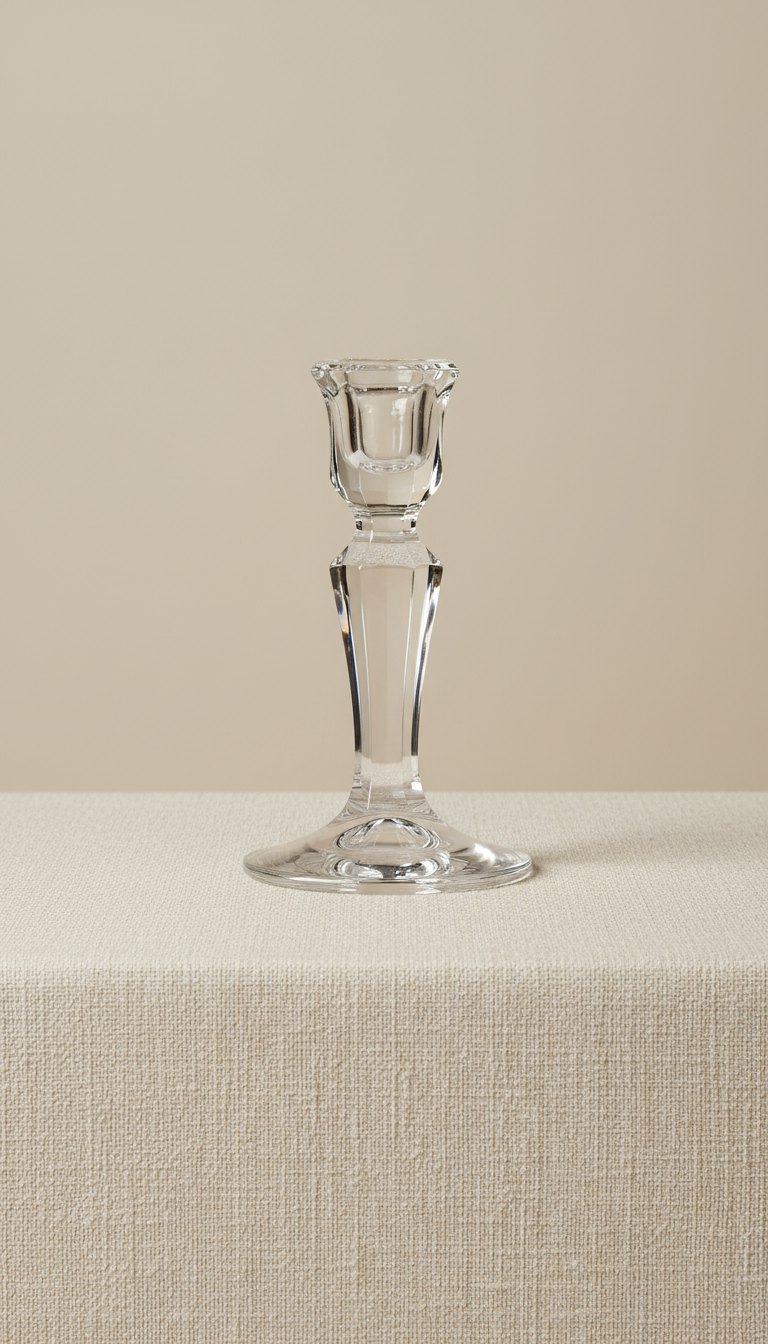 Crystal Taper Candle Holder Faceted Design