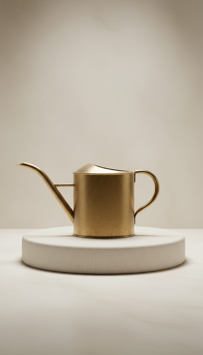 Antique Gold Watering Can Sculpted Handle